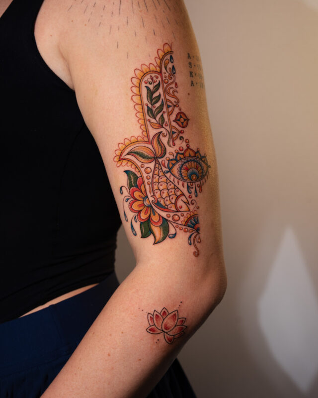 Color ornamental floral tattoo in Hanoi by Azone Tattoo Studio