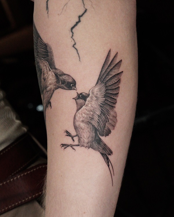 Two Birds On A Branch Tattoo