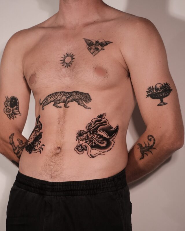 Blackwork wolf tattoo in Hanoi by Azone Tattoo Studio