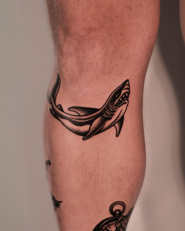 Old school shark tattoo in Hanoi by Azone Tattoo Studio