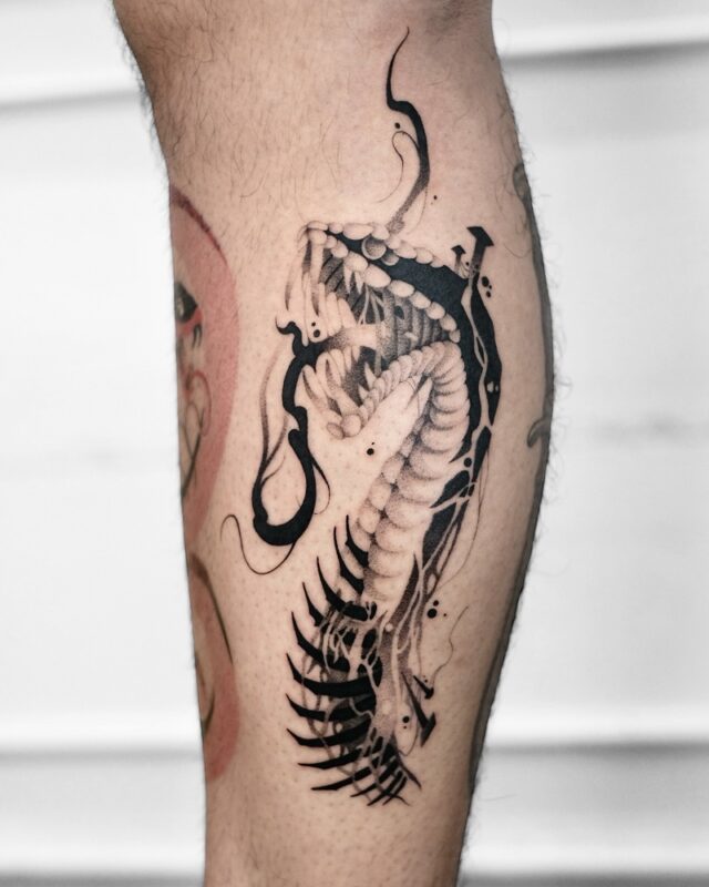 Dotwork snake tattoo - done at Azone Tattoo Hanoi.