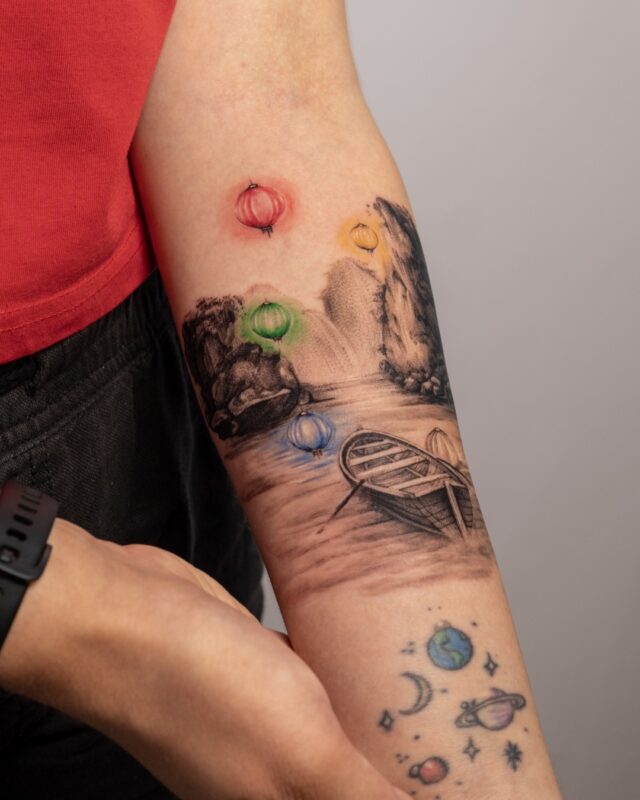 Ha Long Bay tattoo inspired by Vietnam’s iconic seascape by Azone Tattoo Studio