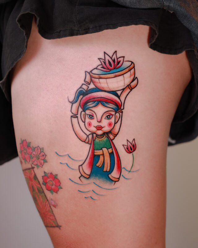 Vietnamese woman folk-inspired tattoo design